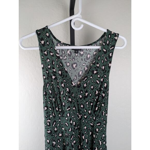 Torrid Studio Knit Hi-Low Midi Length Sleeveless Dress Green Leopard - Picture 4 of 8